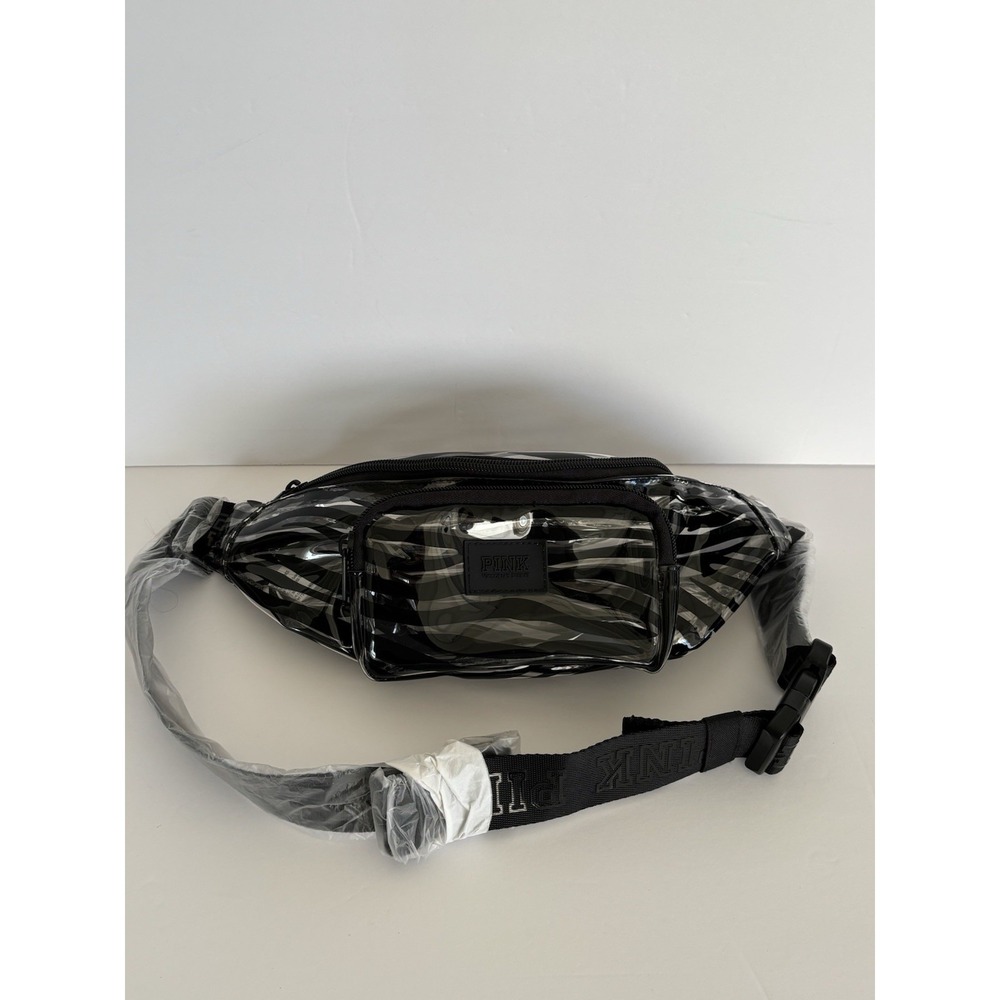 New Victorias Secret Pink Oversized Belt Bag Clear & Black Fanny Pack